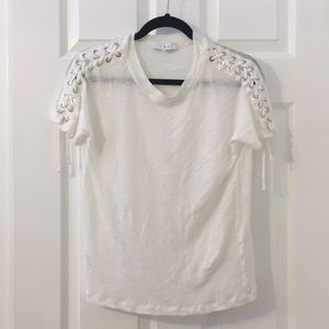 IRO white t shirt with tie shoulders